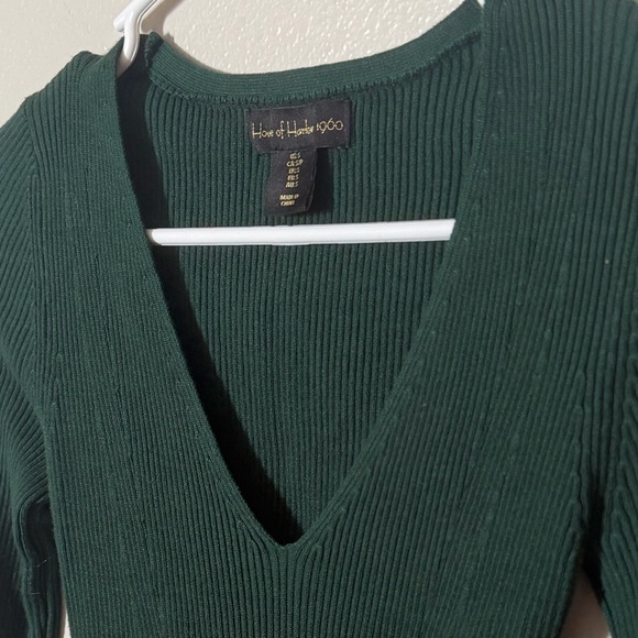 House of Harlow 1960 Deep Green Ribbed Bodysuit women’s small - Picture 3 of 5